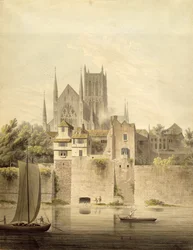 Westansicht der Kathedrale von Worcester, 1798